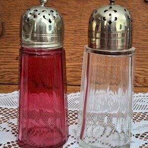 Antique Victorian Glass Muffineer Sugar Shakers